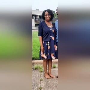 Old Navy Floral Print Cami Dress with Spaghetti Straps Navy Sweetheart Neckline